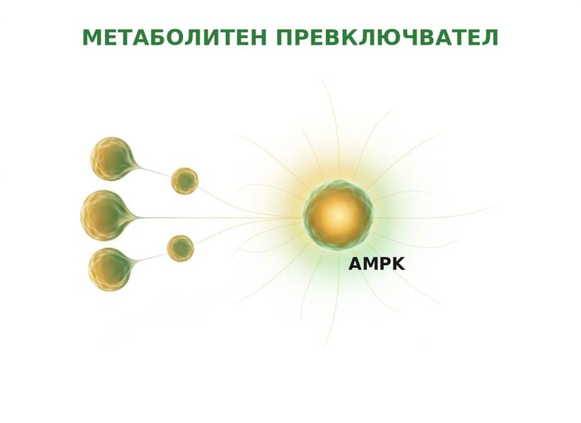 Илюстрация: метаболитен превключвател AMPK и мастни клетки в режим на складиране
